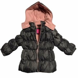 Pink Platinum Baby Girls Hooded Puffer Jacket 24M Brown-Pink‎ Fleece Lining